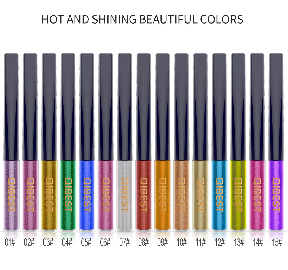 Фирменная Новинка, 15 цветов, жидкая подводка для глаз, золотистая, красная, синяя, блестящая подводка для глаз, вспышка, водостойкая, долговечная, для макияжа, подводка для глаз
