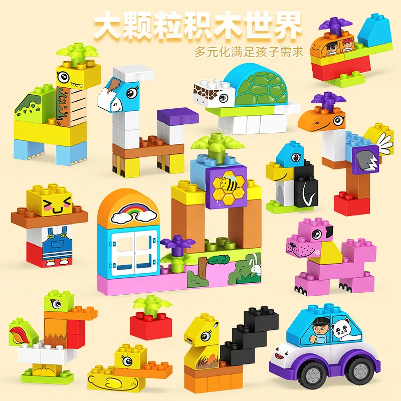 

50-130PCS Big Size Building Blocks Compatible LegoINGlys Duplo DIY Figures Bricks Construction Blocks Accessories Toys For Child