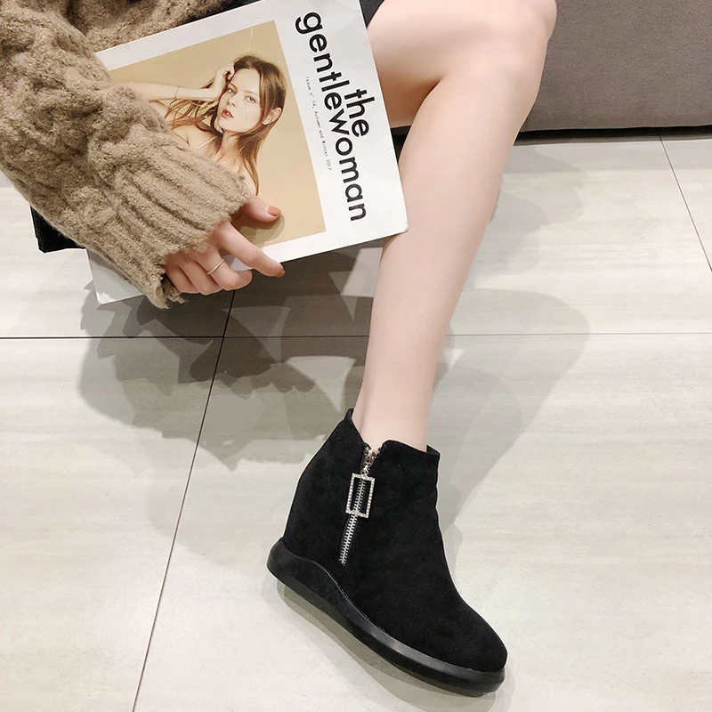 

Low Heels booties Brand Women's Shoes Ankle Boots Chelsea Zipper Clogs Platform Round Toe Bootee Woman 2019 Booties Ladies
