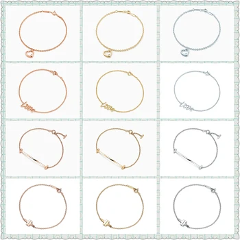 

Western Style Original 100% S925 Sterling Silver Open Heart Love Font Trendy Bracelet Women Logo Fine High-End Jewelry