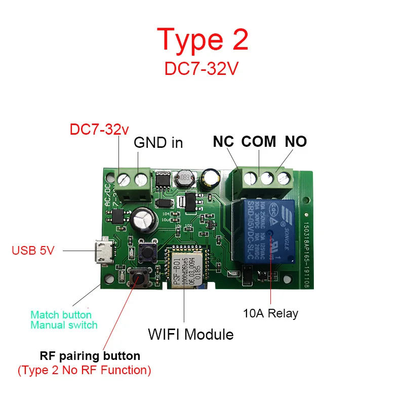 idealWIN Mini 12V Wireless Remote Switch,Remote Control Switch for 10A Relay,DC5~48V/328 ft Long Range,Covering 5V Wireless Switch and 12V Remote