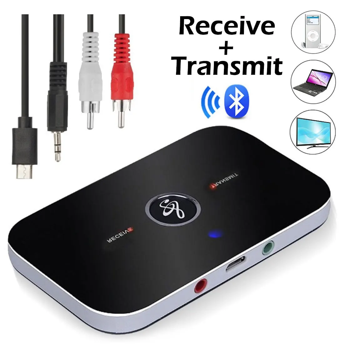 Upgrade B6 Bluetooth 4 0 Transmitter Receiver Wireless Audio Adapter For PC TV Headphone Car Music Wireless Adapter 3 5mm AUX