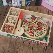 Деревянная модель игровой домик пицца игрушка Детский развивающий ручной слайсер Фруктовый Торт Пицца чай торт игрушка