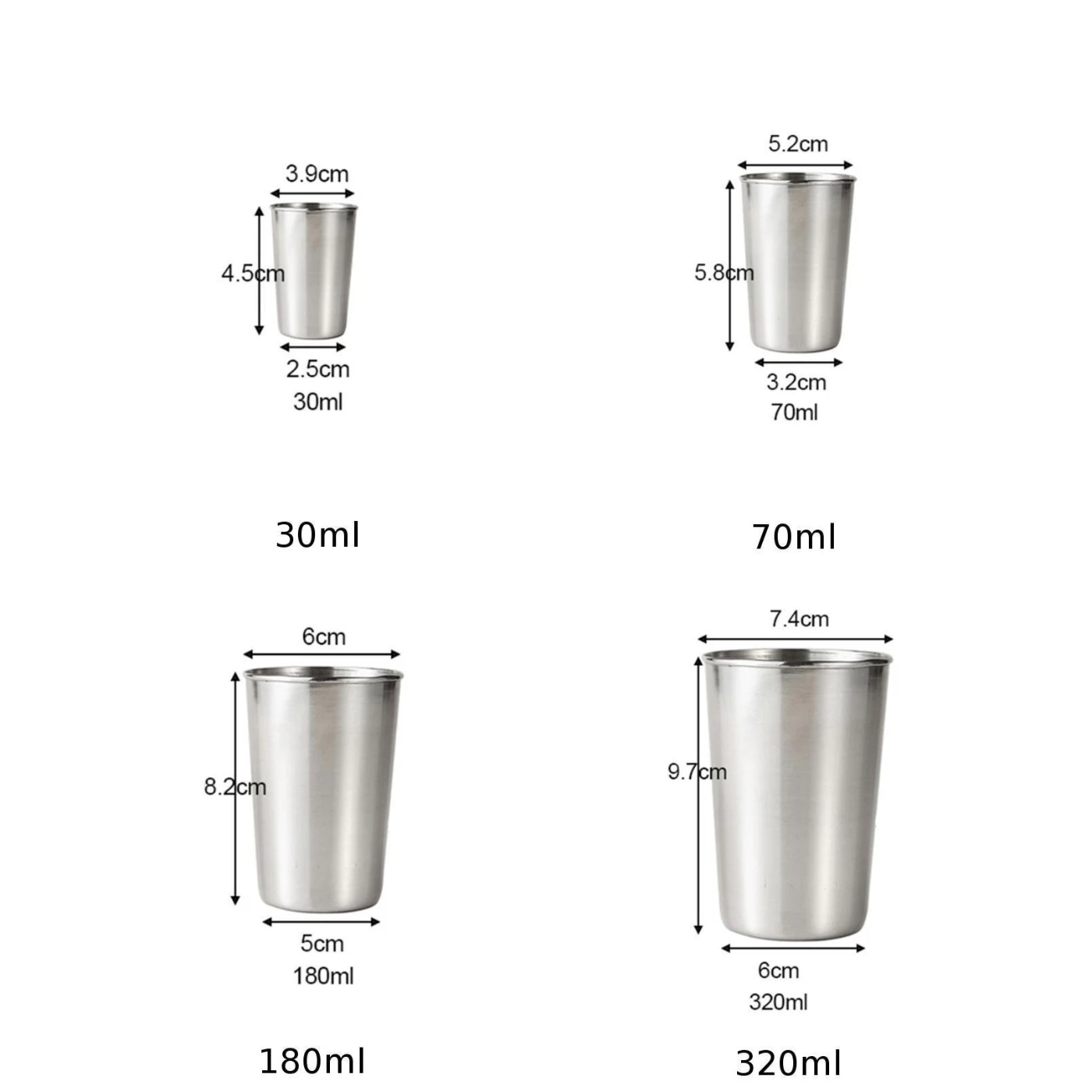 Four-type 30/70/180/320ml Stainless Steel Stainless Steel Cup Mug Drinks Beer Home Garden Supplies