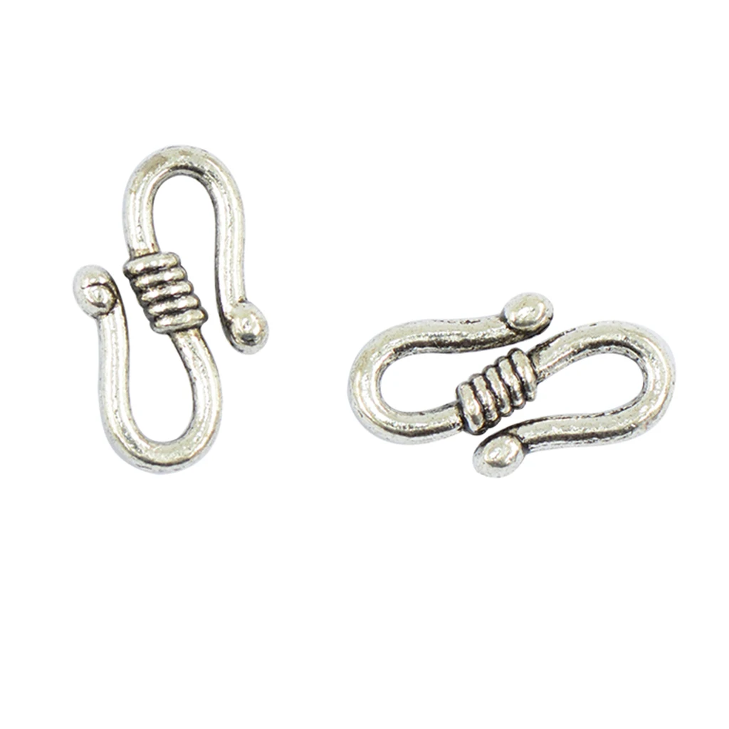 100x 15x8mm Alloy Antique Tibetan silver color S Hook Connectors Clasps Necklace Clasp Bracelet Clasp DIY Jewelry Findings Accessories
