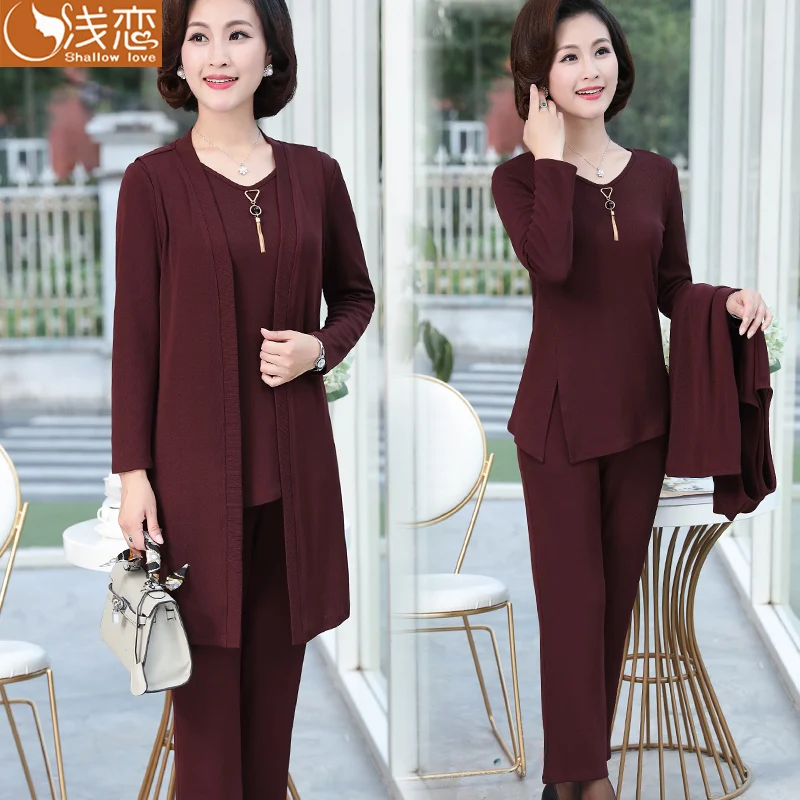 mother of bride dresses Chiffon bridal mother dresses with long sleeves 3 Piece Mother Of Bride Suit mor til bruden kjoler