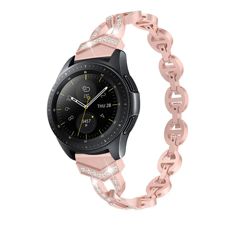 Huawei watch gt band для samsung Galaxy 46 мм/42 мм gear S3 Frontier S2 классический активный 22 мм Женский алмазный браслет из нержавеющей стали