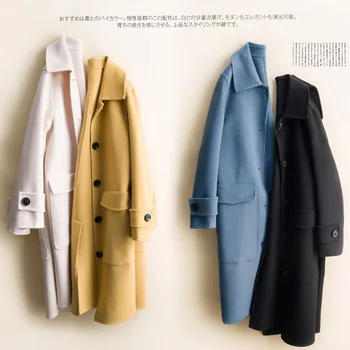 

Blockbuster pure color doll brought about double cashmere coat female long pure wool coat loose thick fur coat