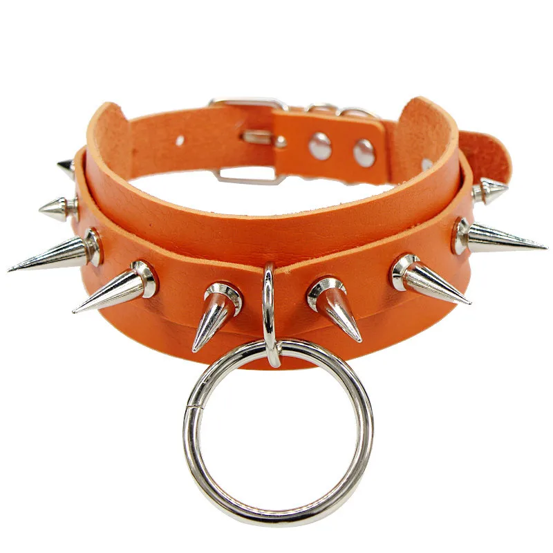 2024 Neue Damen Schwarzes Leder Choker Punk PU Leder Spike Halsband Nieten Halskette Gothic Schmuck 18