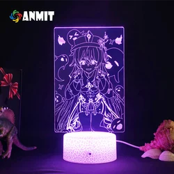 Lampe 3d à Led en acrylique, thème de Game Genshin Impact Hu Tao, luminaire décoratif d'intérieur, idéal pour une salle de jeux 