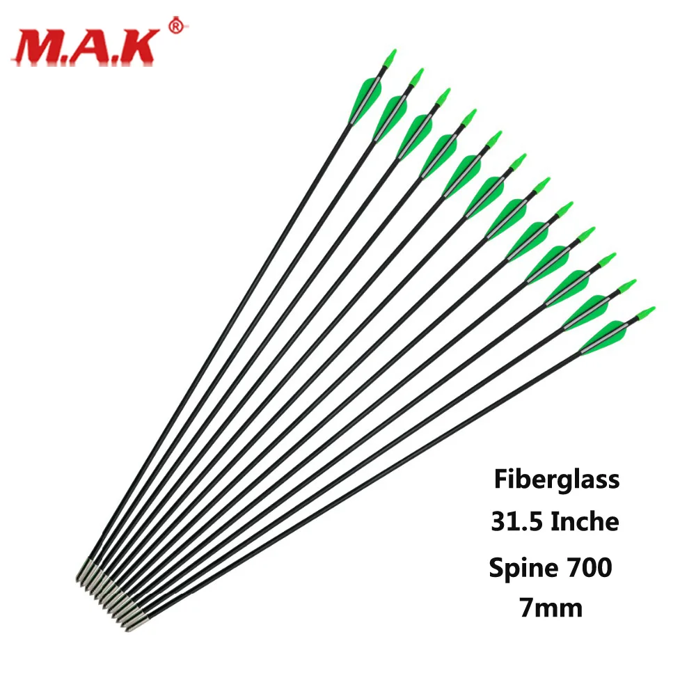 

Fiberglass Arrow31.5 inches Spine 700 with Plastic Feather and Nock Steel Arrowhead for 30-80lbs Recurve Bow Archery