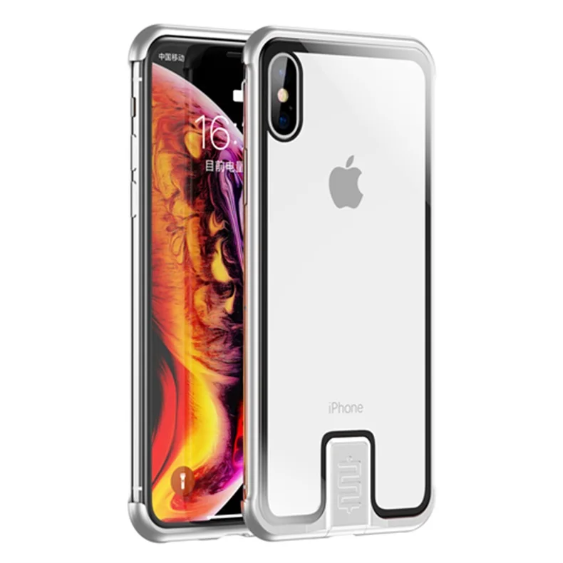 Для iPhone Xr Xs Max чехол Pull-Plus металлический оправа закаленное стекло чехол противоударное покрытие для iPhone x 7 8 Plus 8 Plus Fundas Shell - Цвет: Sliver
