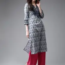 Индийский этнический стиль женщина Pringting Хлопок Топ повседневное удобное пальто