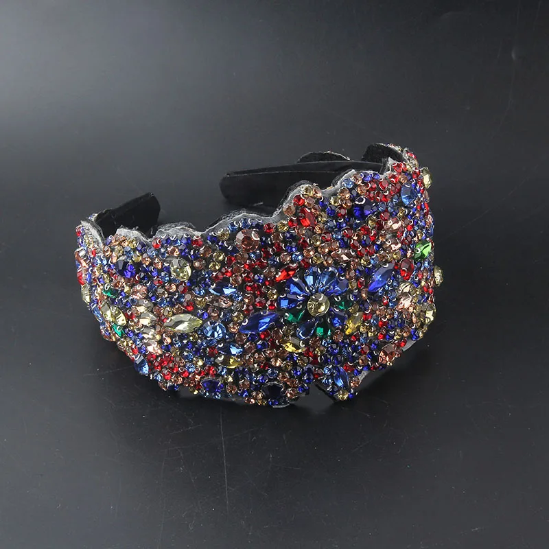 Fashion Baroque Rhinestone Geometric Shape Wide-Sided Personality Prom Hair Accessories Catwalk Bridal Headband 735 hair accessory hair headdress bridal headwear hair band crown