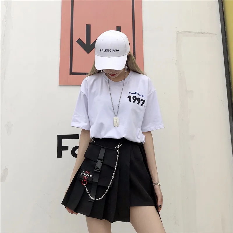 Plus Size College Vintage Asymmetrical Punk Sexy Pleated Mini Short skirt / a line Black Mini Short Skirts with Womens