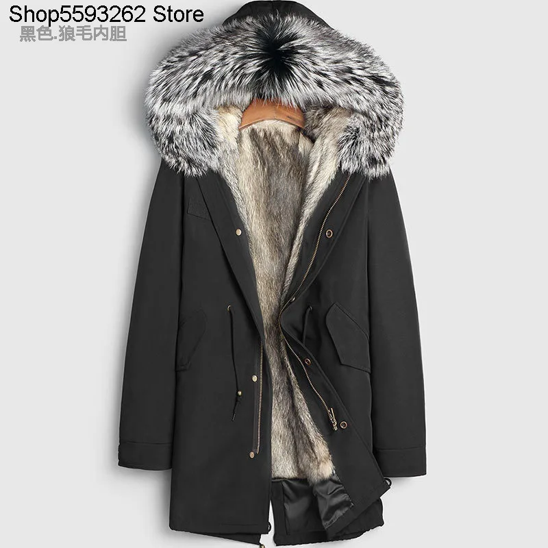 

2020 Winter Style Pai Overcome Men Medium Length Wolf Wool Liner Fur One Piece Coat Male Fur Coat Male