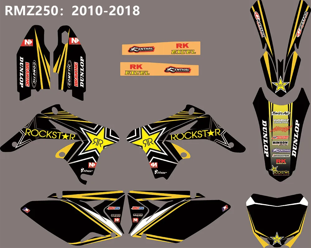 Графика фоны наклейки Наборы для Suzuki RMZ250 RM250Z РМЗ 250 250RMZ 2010 2011 2012 2013 - Цвет: as shown
