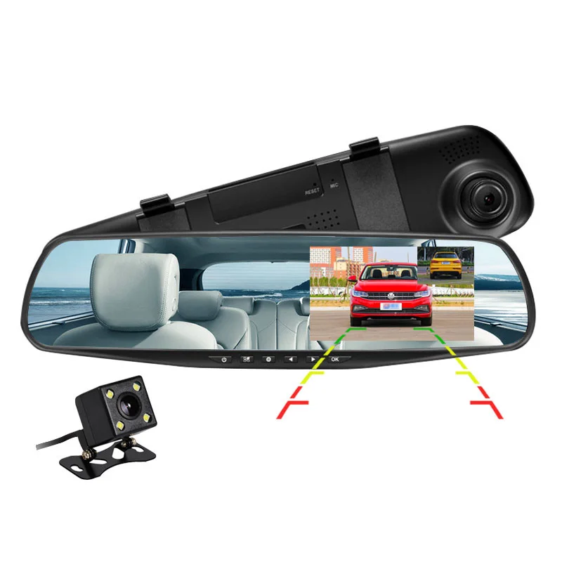 Зеркало заднего вида DVR 4 3 дюйма IPS дисплей автомобильная камера Full HD 1080P