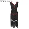 WEPBEL Women Vintage Dress 1920s Great Gatsby Dress Sequin Flapper Dress Prom Tassel Hem Dress ► Photo 3/6