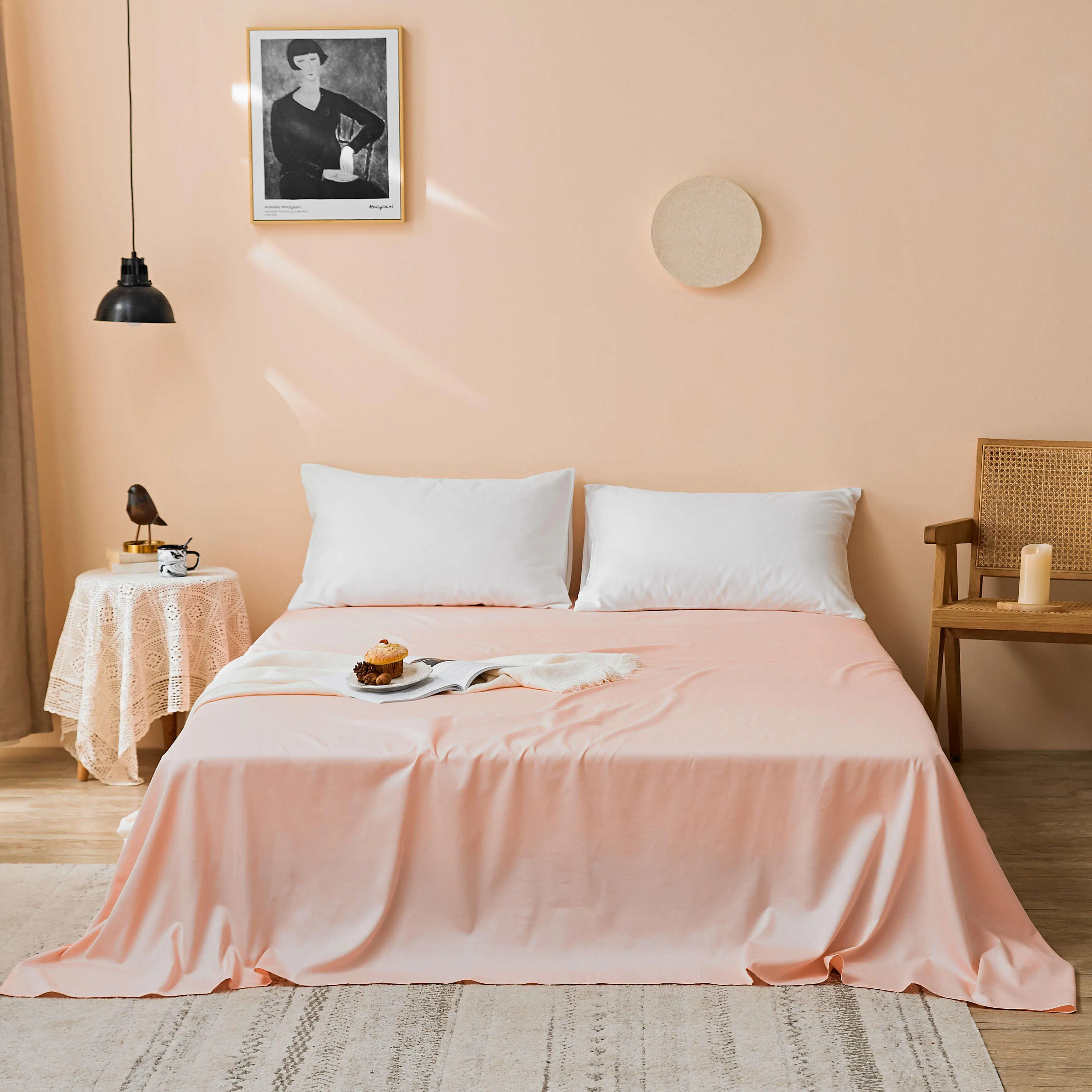Pink Queen king 60S длинный штапельный хлопковый лист мягкий многоцветный всесезонный синий фиолетовый зеленый покрывало Feuilles лист Bettlaken - Цвет: Pink
