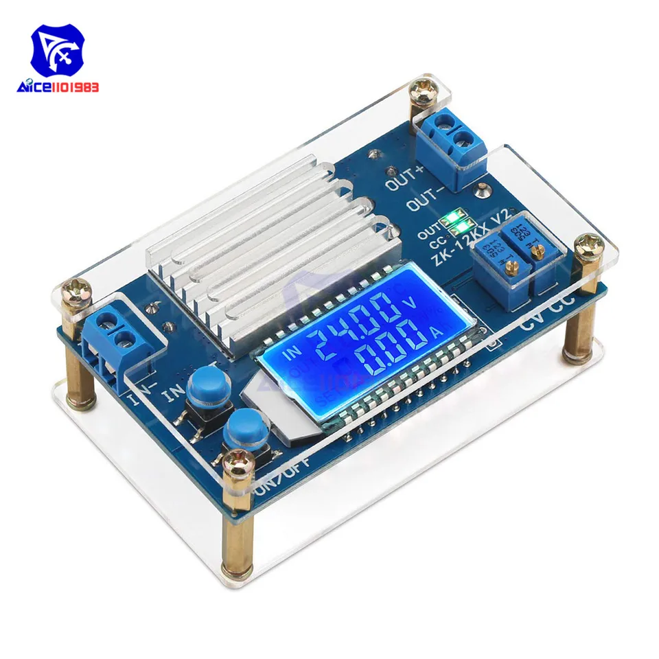 12A DC Buck Converter Step Down Module - Adjustable Voltage Regulator With LCD Display (5.3-32V Input)