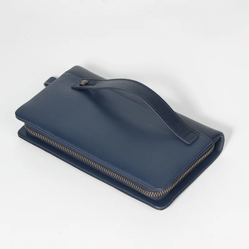 

Leather Handbag MEN'S Wallet Long Wallet Korean-style Cowhide Zipper Handbag Large Capacity First Layer Leather Handbag