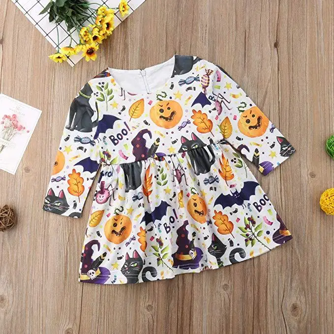 Baby Girls Halloween Printed Dress Princess Dress