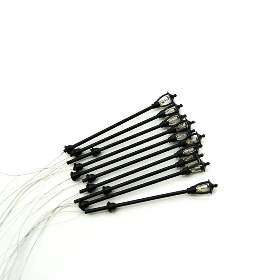 

20pcs 1:100 HO Scale Model Garden Lamp Black Model Layout Single Head Garden Lights Lamppost Landscape Building Light Model