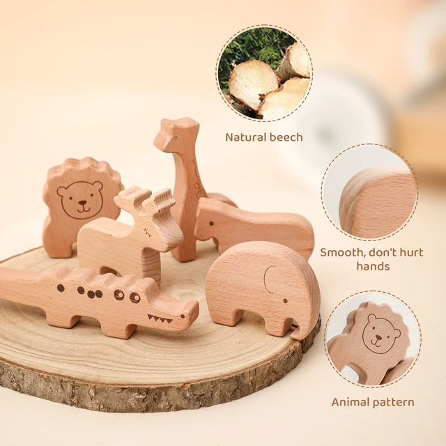 Let's Make Children Wooden Beech Animal Constructor Stacking Toys Montessori Educational Baby Balance Training Wooden Baby Toys 2