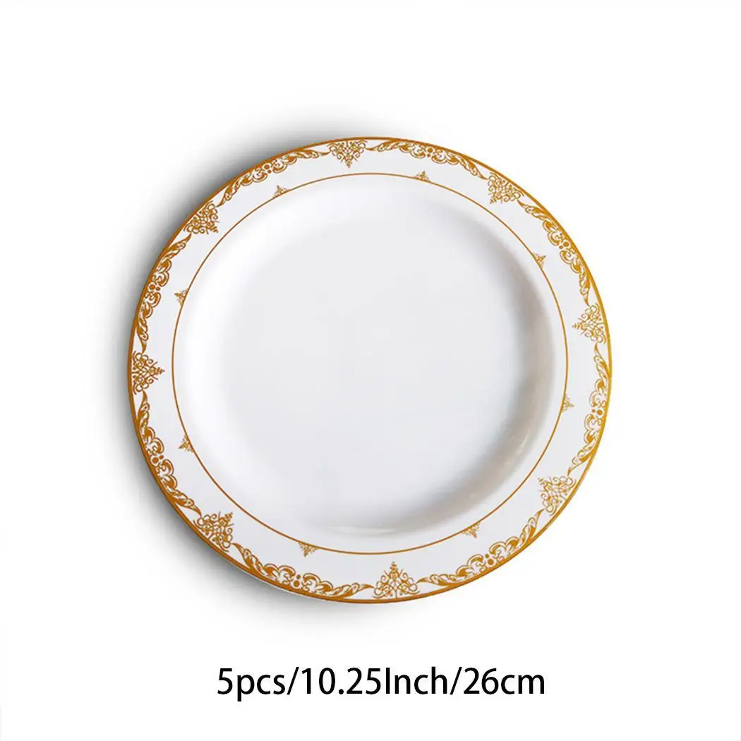 

Kithchen Multi-function Disposable Food Grade White Plastic Plate 5Pcs/Pack
