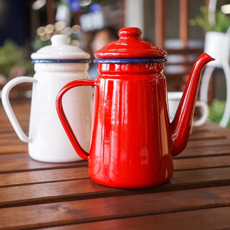 

1.1L Enamel Coffee Pot Hand Tea Kettle Induction Cooker Gas Stove Universal
