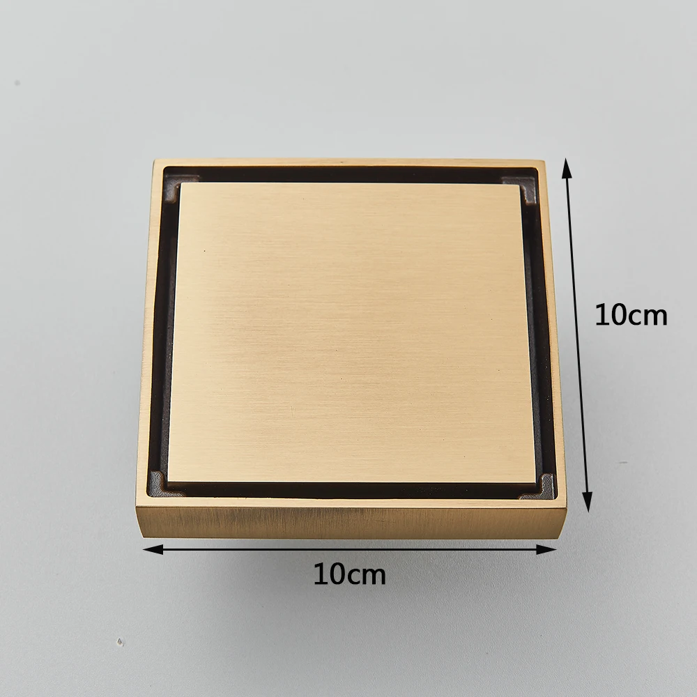Rozin Brushed Gold Floor Drains 10*10cm Invisible Bathroom Floor Drain Matte Black Square Shower Deodorant Waste Drain Strainer floor drain deodorant floor drain shower drain