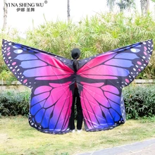 Dzieci dzieci BellyDance Butterfly Rainbow Wings szal dziewczyny kolorowe taniec brzucha występ na scenie Isis Wings stroje taneczne tanie tanio YI NA SHENG WU CN (pochodzenie) WOMEN YLE099-01 POLIESTER