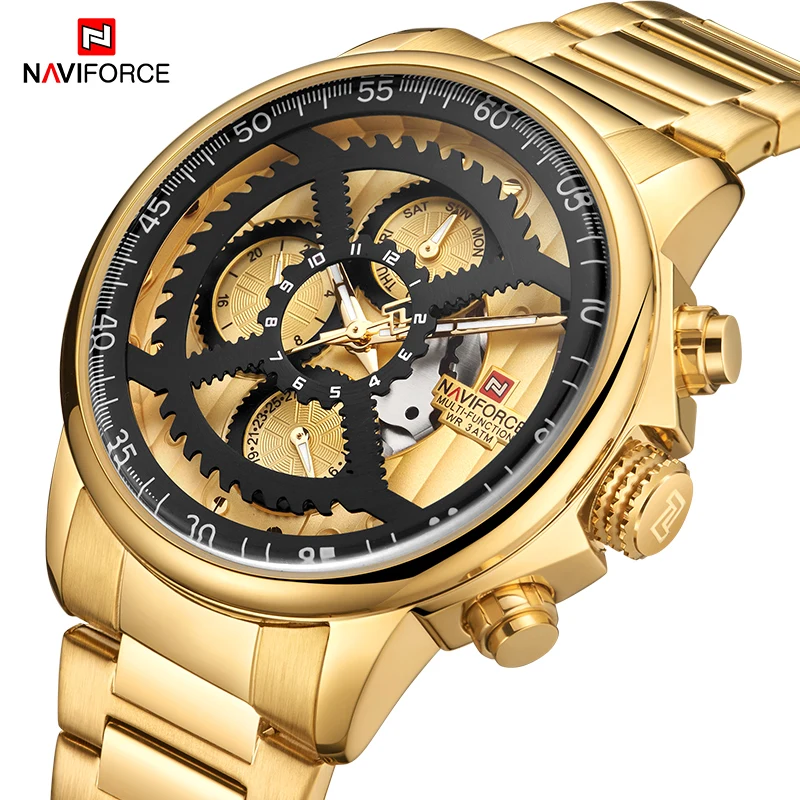

New NAVIFORCE Luxury Brand Watches Men Sport Full Steel Quartz Watch Man 3ATM Waterproof Clock Men's Military Wrist Watches