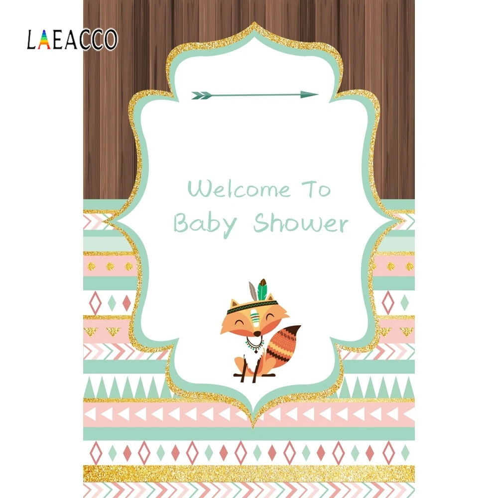 Laeacco Baby Shower Party Decor Fox Stripe New Birth Photography Backdrop Personalized Photographic Backgrounds For Photo Studio |