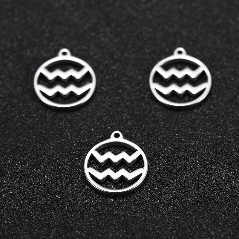 Teamer 12pcs Zodiac Floating Charms Stainless Steel Constellation Pendants