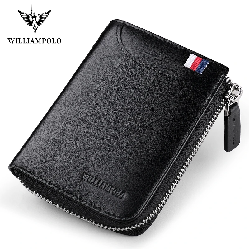 Роскошный кожаный мини кошелек WILLIAMPOLO для мужчин короткий тонкий бумажник