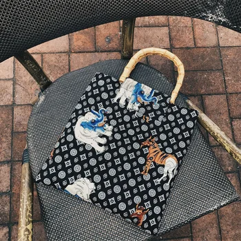 

Bamboo Handle Handbag for Women Quality Canvas Female Shopping Tote Bags Luxury Brand Handbags Women Bag Designer Louis Brand Cc