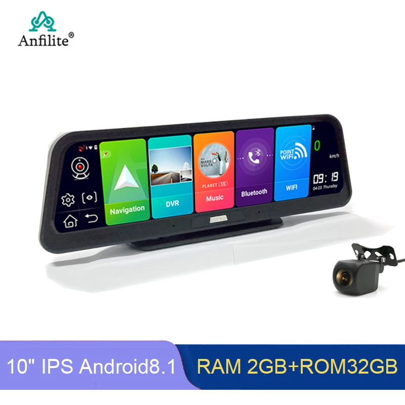 Anfilite Android 8 1 2 ГБ + 32 10 дюймов IPS ADAS умный Автомобильный видеорегистратор Камера FHD
