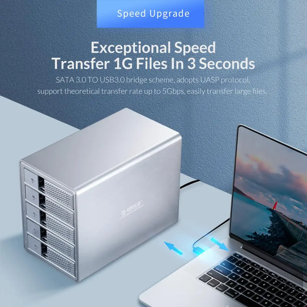  ORICO 4 Bay 35 ''USB3.0 HDD estación de acoplamiento soporte 64TB UASP con 150W adaptador de alimen