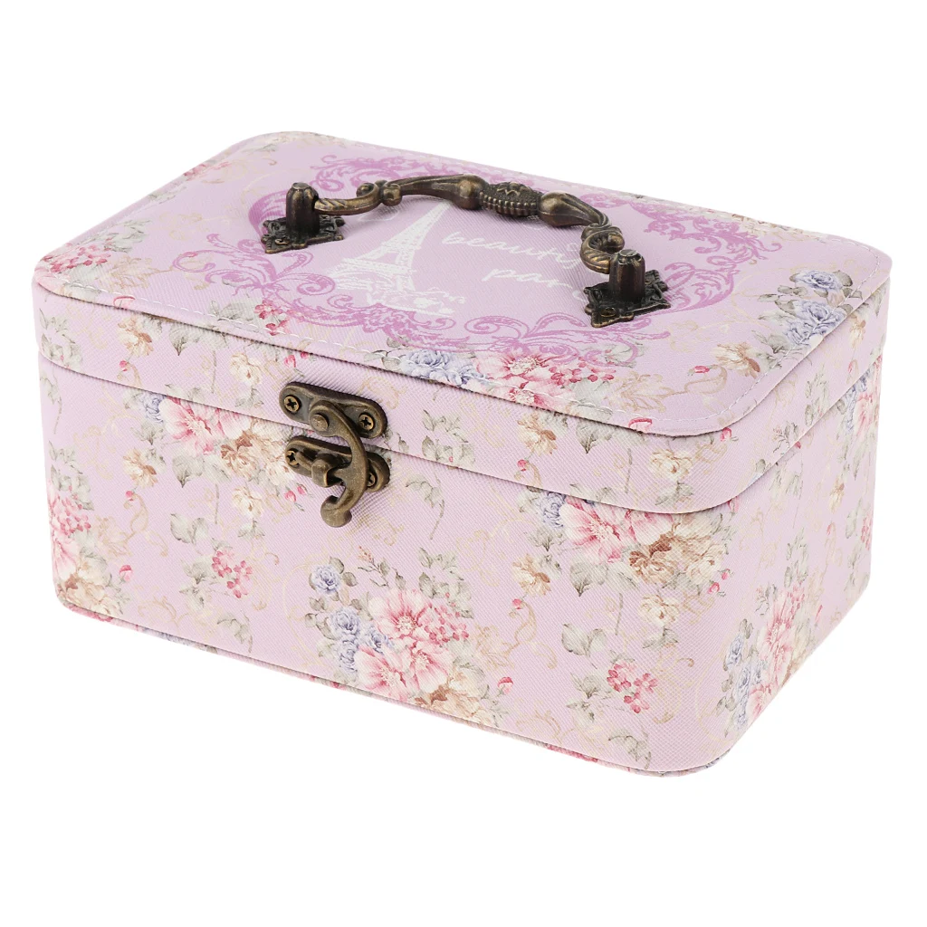 

Vintage Double Layer Jewellery Box Gift Necklace Ring Storage Case Organizer