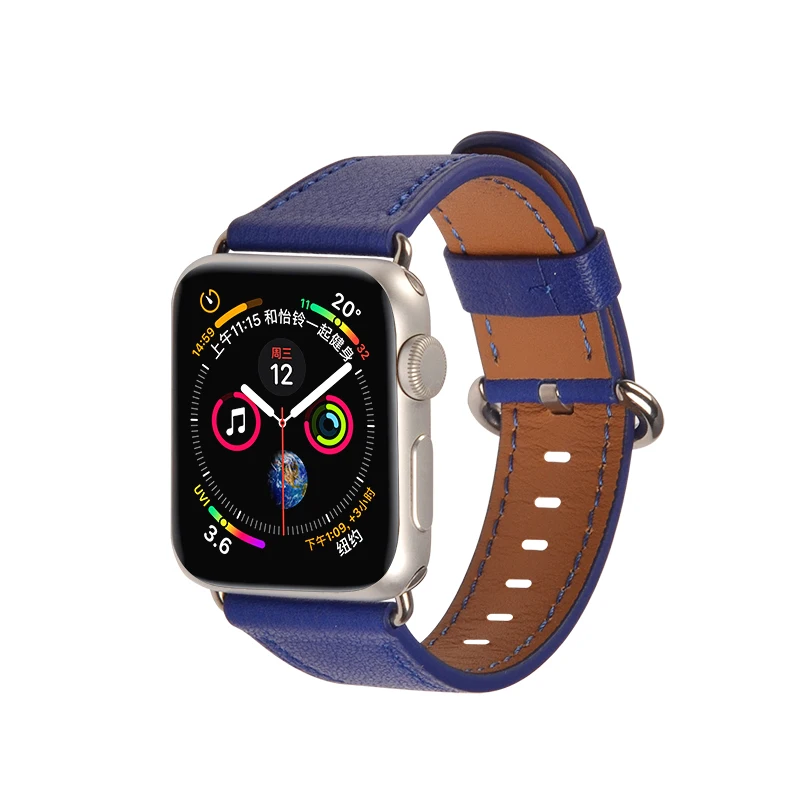 Новейший цветной ремешок из натуральной кожи для apple watch 44 мм 40 мм 42 мм 38 мм браслет для часов iwatch 5 4 3 2 1 Аксессуары - Цвет ремешка: Dark Blue