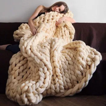 

Thick wool hand woven blanket blanket knitted blanket wool blanket