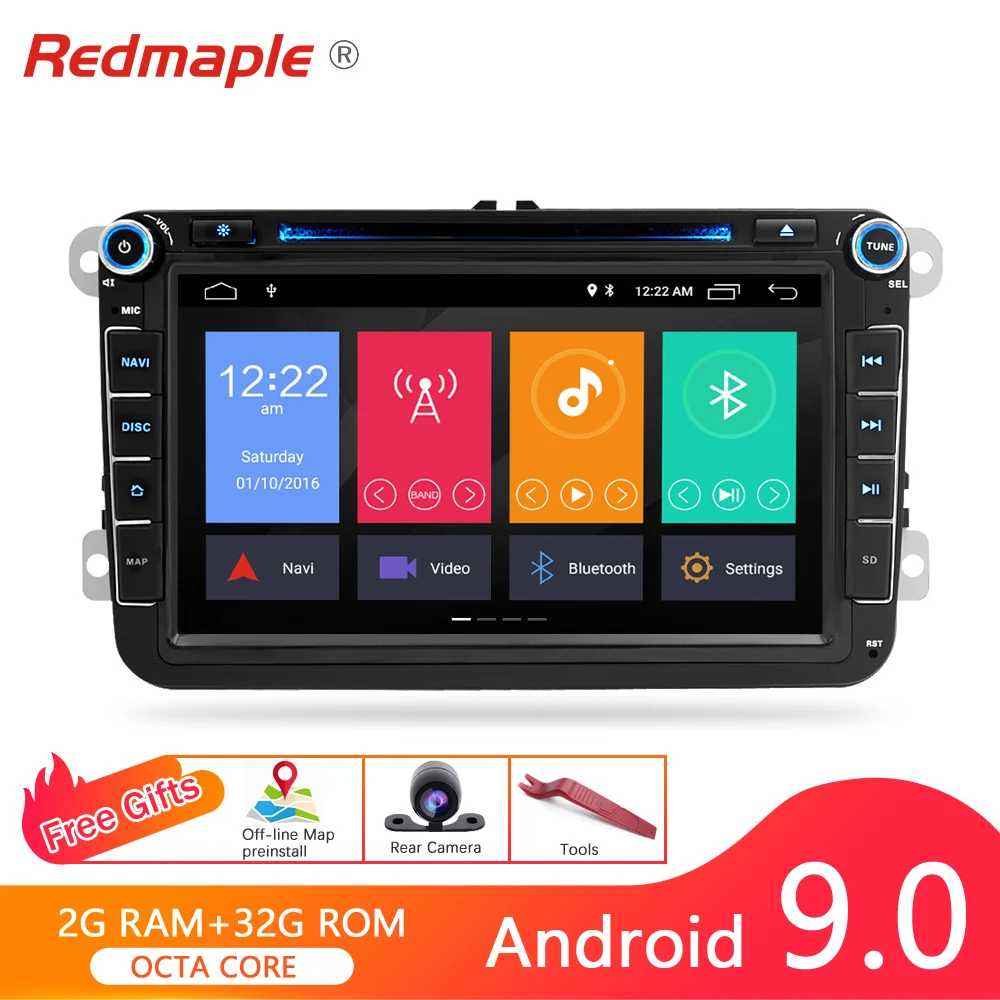 Android 9.0 Car Radio Multimedia For Skoda/Seat/Volkswagen/Passat b7/POLO/GOLF 5 6 Navigation DVD Player Bluetooth GPS Stereo | Автомобили