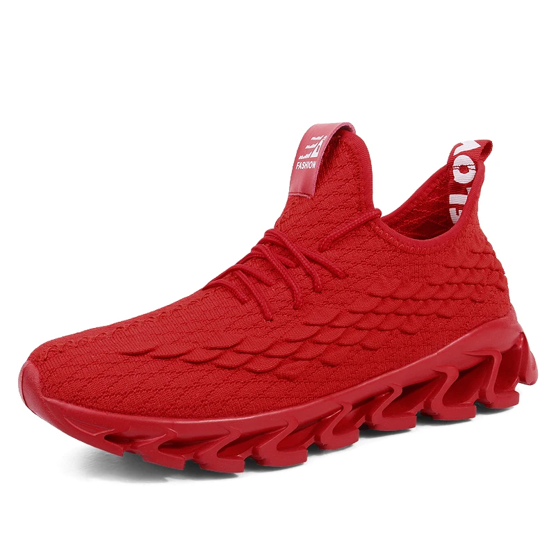 Bomlight; обувь большого размера 47; Дизайнерские кроссовки с эффектом рыбьей чешуи; мужская повседневная обувь; мужские кроссовки с лезвием; кроссовки высокого качества - Цвет: Red