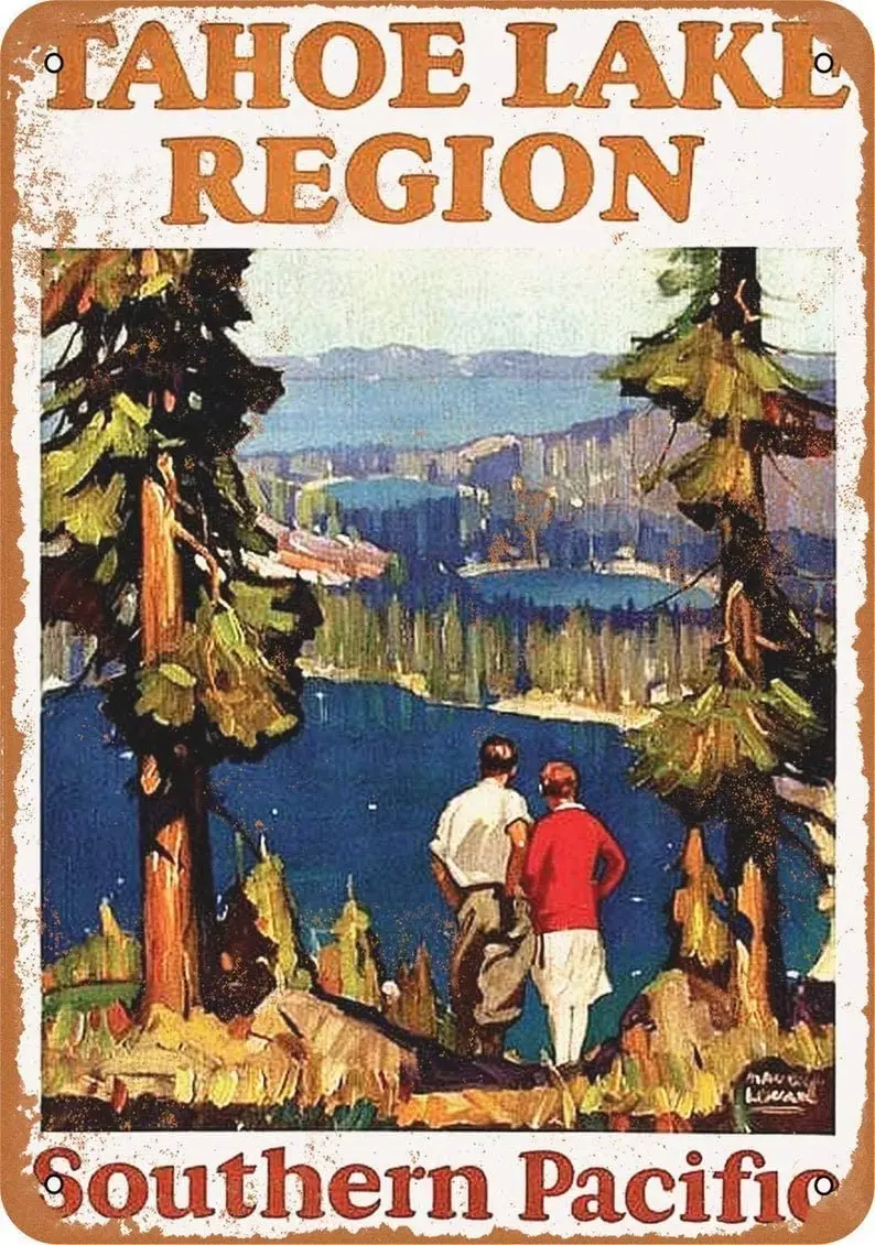1928 Южная Тихоокеанская железная дорога до озера Tahoe металлический жестяной знак