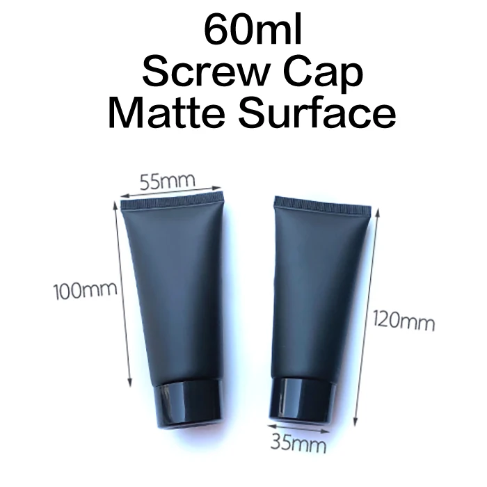 60ml-Matte 10 мл, 30 мл, 50 мл, 100 мл, 200 г, черная пластиковая мягкая бутылочка, упаковка для лосьона и крема, пустой косметический контейнер - Цвет: 60ml-Matte