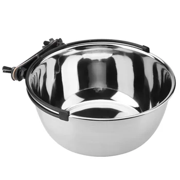 

Pet Bowl Can Hangs Stationary Dog Cage Bowls Stainless Steel Dog Cat Hanging Bowls Durable Puppy Kitten Feeder Water Food Bowl