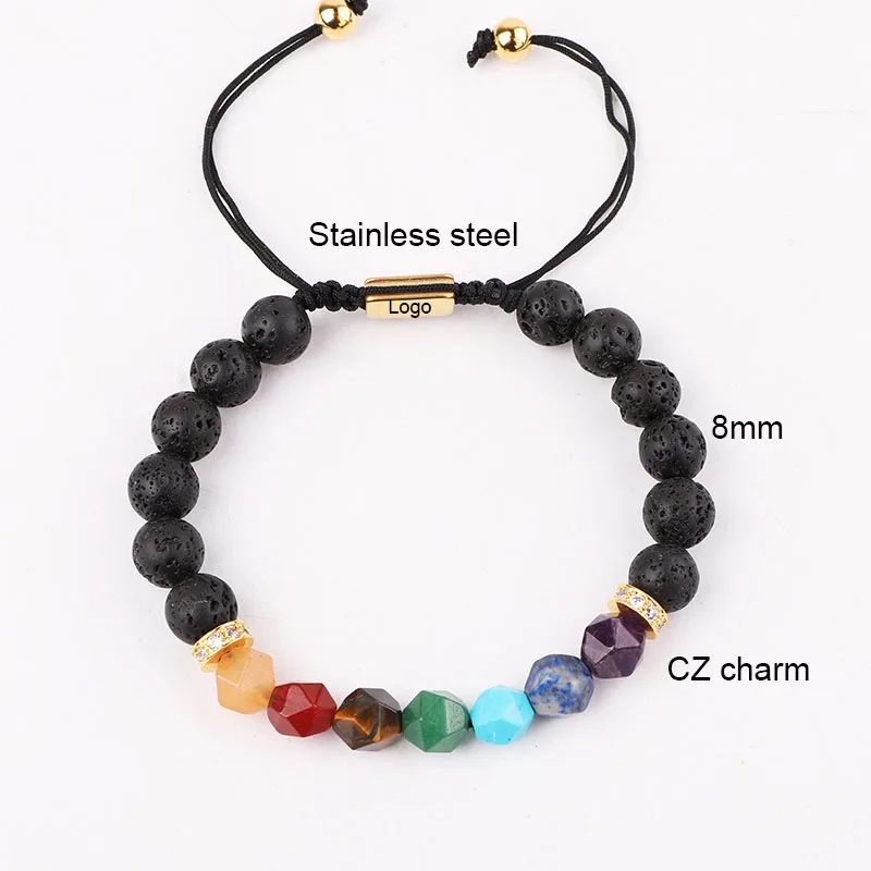 New Design High Quality 7 Chakra Stone Beads Lava Energy Healing Yoga Beaded Adjustable Macrame Bracelet Women Men - Image 2