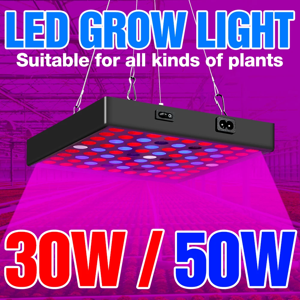 

BiaRiTi Plant Grow Light LED Full Spectrum Seedling Fito Lamp EU US UK Plug Flower Hydroponics Phyto Light 30W 50W Seed Lampada